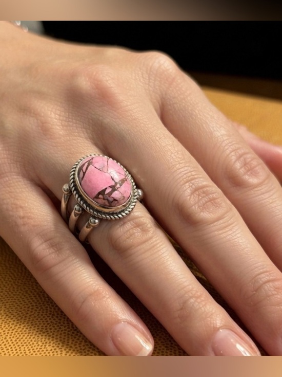 Jewelry - 925 Sterling Silver Pink Mojave Turquoise Statement Ring